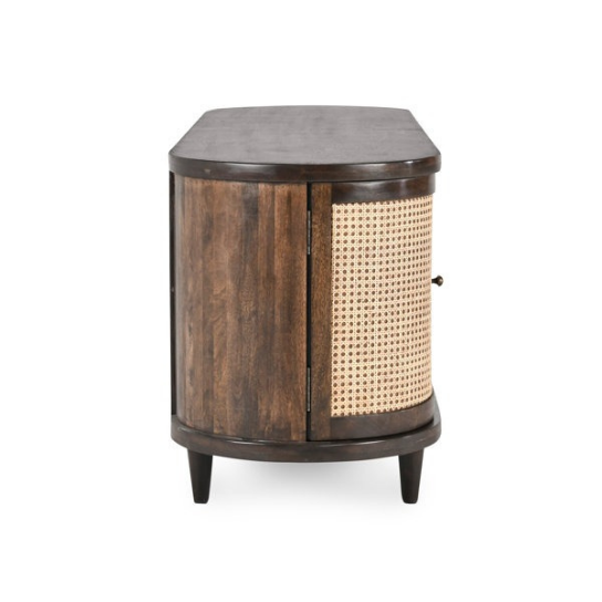 Rustic Mango Solid Wooden TV Cabinet In Dark Honey With Cane Finish thumbnail 9