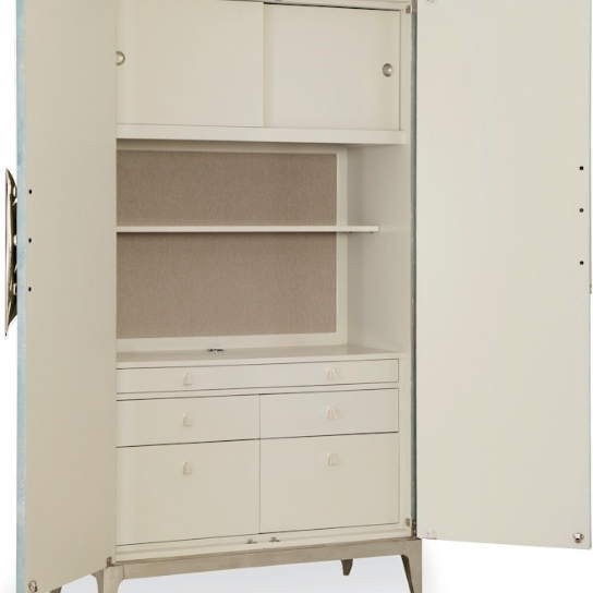 Rustic Mango Modern Style Wardrobe with Iron Handle ( Carving Handle ) In Distress Green + Multicolor thumbnail 7