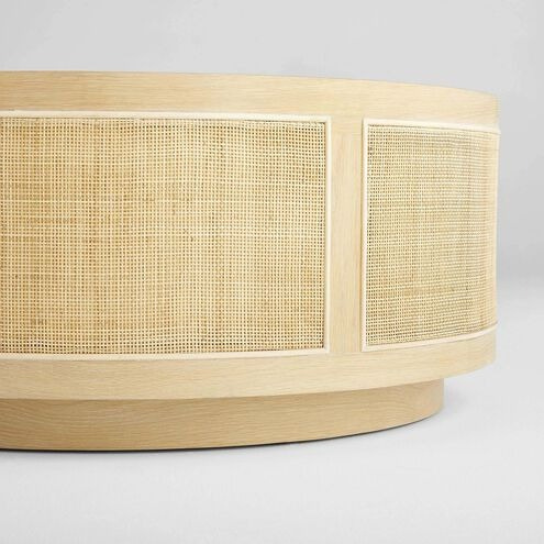 Rustic Mango Round Shape Solid Mango Wood Coffee Table with Cane Natural Finish thumbnail 6