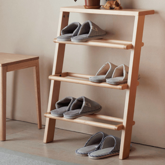 Rustic Mango Solid Wooden Natural Finish Shoe Rack In Open Shelf thumbnail 2
