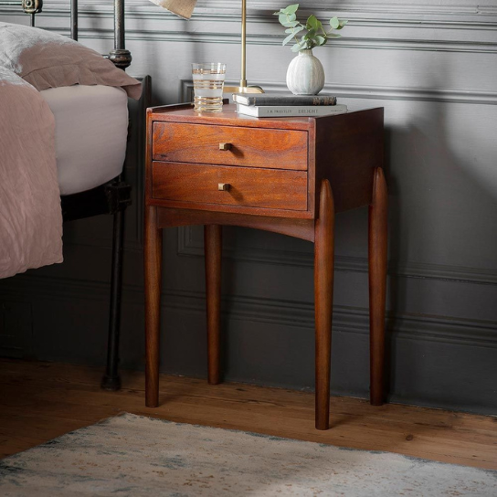 Rustic Mango  Solid Wooden Bedside In Vintage Style Honey Finish thumbnail 3