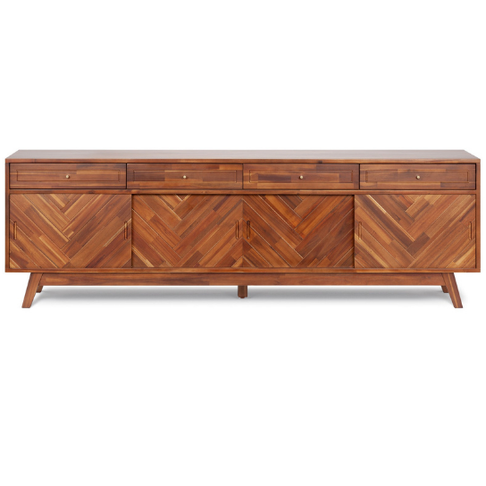 Rustic Mango Solid Wooden TV Cabinet In  Carving Style Modern TV Cabinet for Living Room thumbnail 4