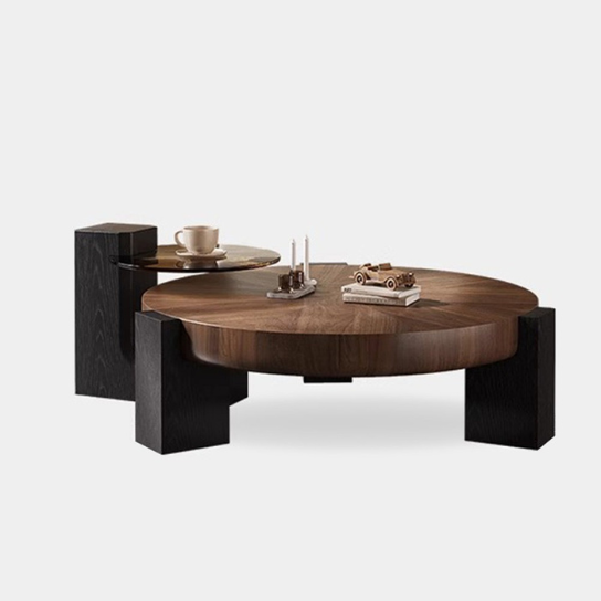 Rustic Mango Solid Wooden Double Coffee Table Set In Honey Black Finish thumbnail 6