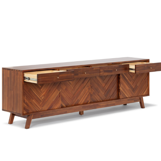 Rustic Mango Solid Wooden TV Cabinet In  Carving Style Modern TV Cabinet for Living Room thumbnail 7