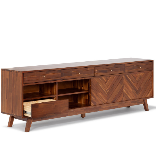 Rustic Mango Solid Wooden TV Cabinet In  Carving Style Modern TV Cabinet for Living Room thumbnail 8