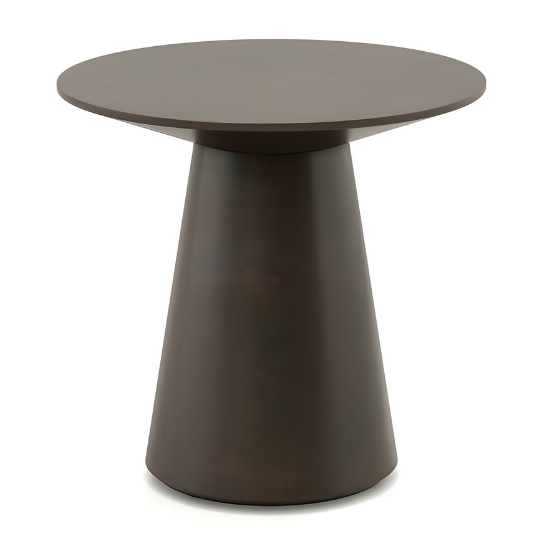 Rustic Mango Round Shape Lonng Side Table In Walnut Finish thumbnail 2