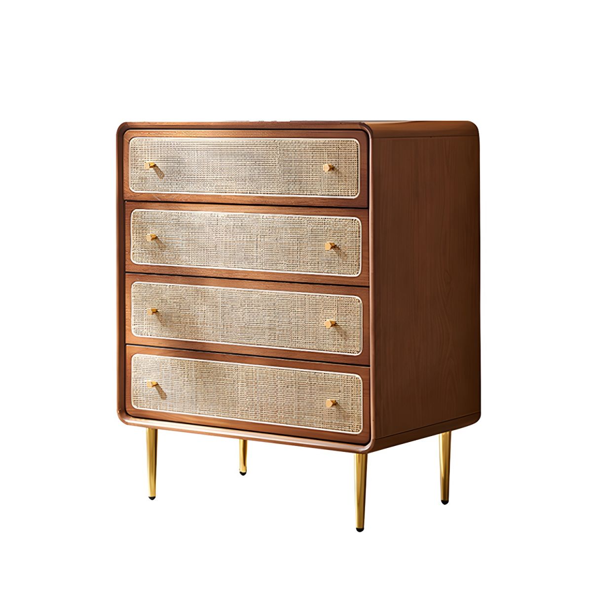 Rustic Mango Solid Wooden Cane Chest of Drawers With Honey Finish thumbnail 4