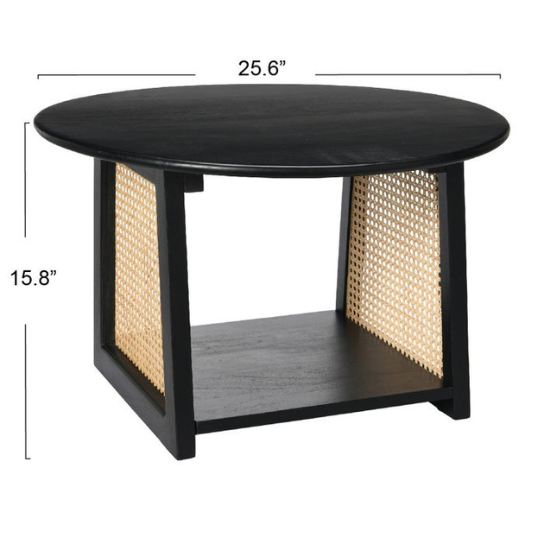 Rustic Mango Solid Wooden Coffee table for Living Room | In Walnut finish With Cane thumbnail 6