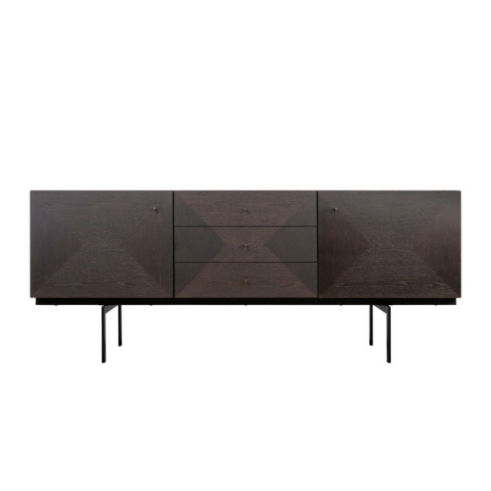 Rustic Mango 3 Door Solid Wooden Sideboard In Dark Walnut Finish thumbnail 2