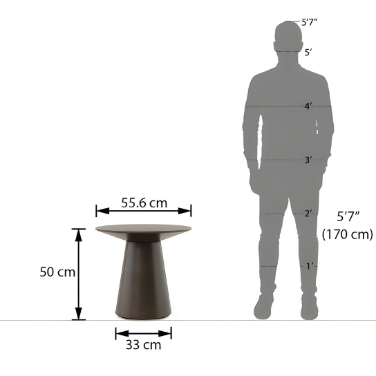 Rustic Mango Round Shape Lonng Side Table In Walnut Finish thumbnail 4