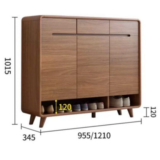 Rustic Mango Solid Wooden  Modern  Style 2 door Shoe Rack  In Honey Finish thumbnail 7