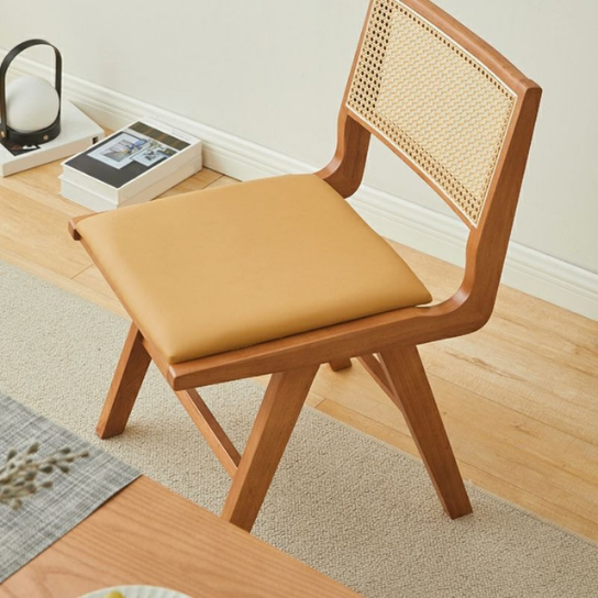 Rustic mango Solid Wooden Chair In Indian Style Chair with Cane In Dark Honey Finish thumbnail 2