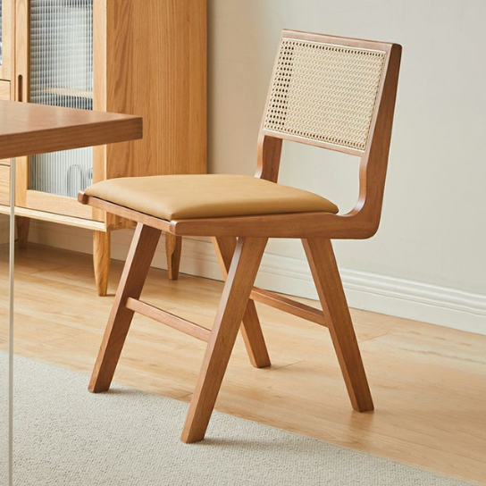Rustic mango Solid Wooden Chair In Indian Style Chair with Cane In Dark Honey Finish thumbnail 3