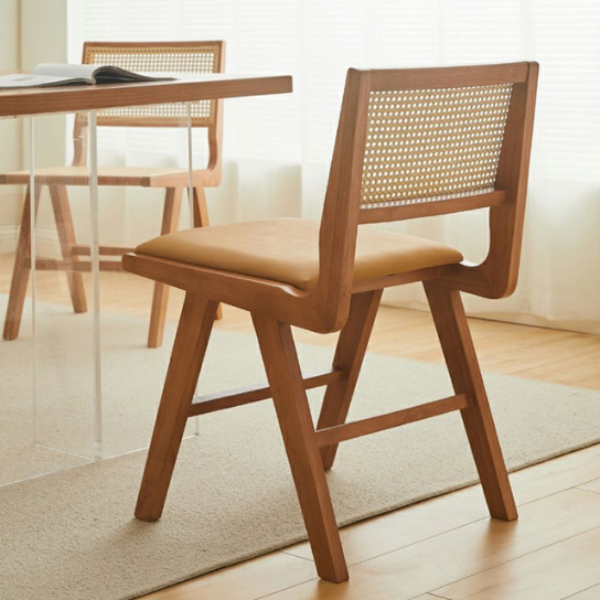 Rustic mango Solid Wooden Chair In Indian Style Chair with Cane In Dark Honey Finish thumbnail 4