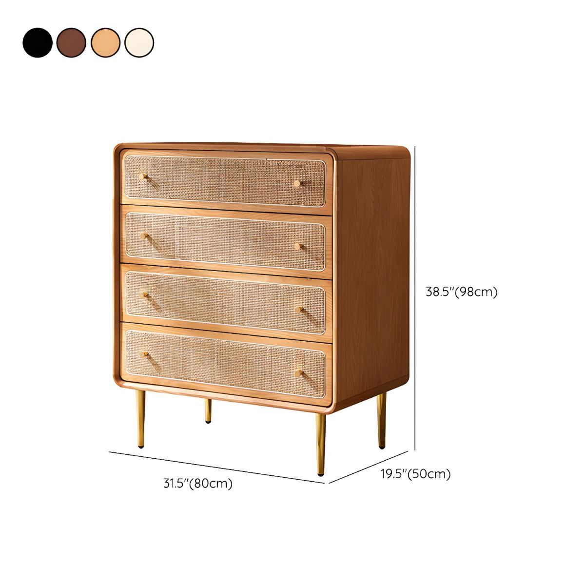 Rustic Mango Solid Wooden Cane Chest of Drawers With Honey Finish thumbnail 9