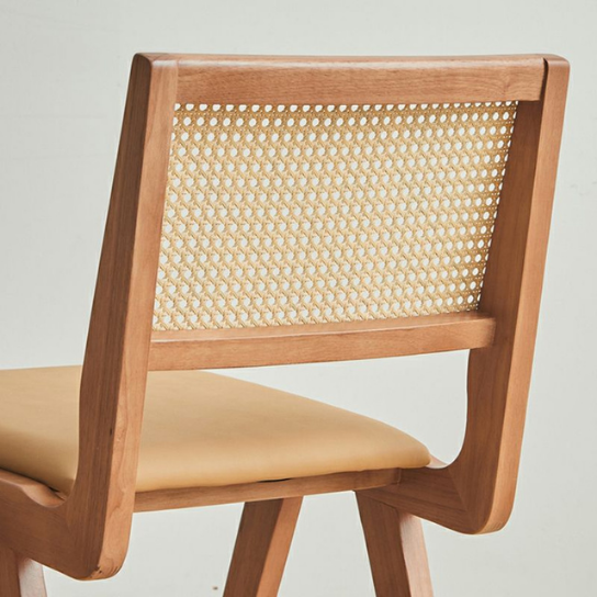 Rustic mango Solid Wooden Chair In Indian Style Chair with Cane In Dark Honey Finish thumbnail 5