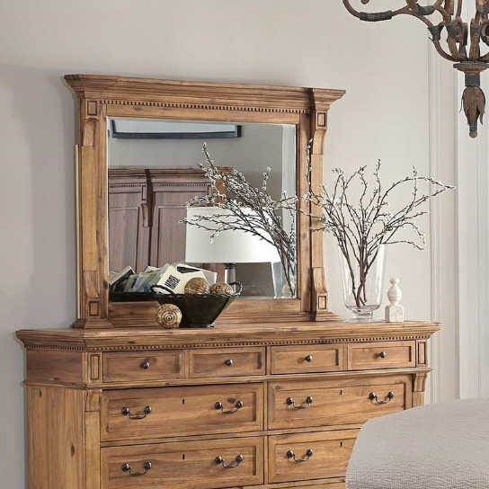 Rustic Mango Solid Wooden Vintage Mirror Frame  In Natural Teak Finish