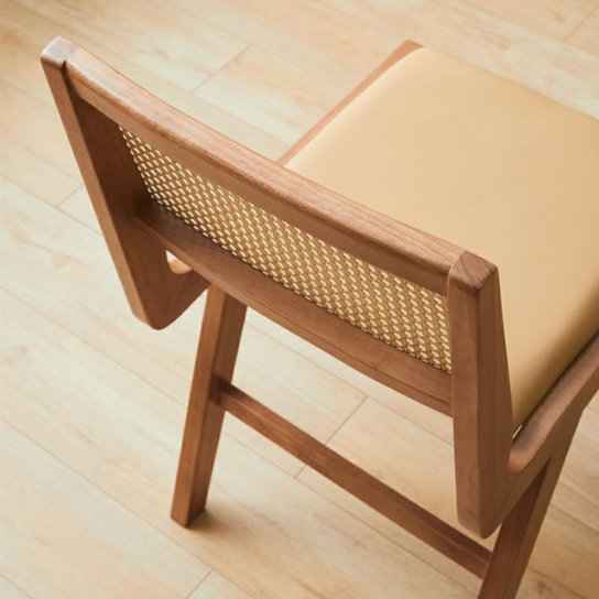 Rustic mango Solid Wooden Chair In Indian Style Chair with Cane In Dark Honey Finish thumbnail 8