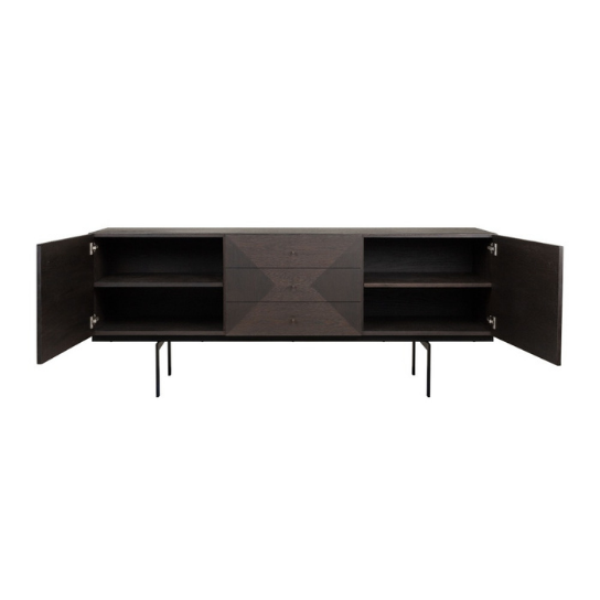 Rustic Mango 3 Door Solid Wooden Sideboard In Dark Walnut Finish thumbnail 3