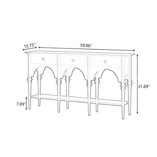 Rustic Mango Solid Wooden Vintage Console Table In Black Finish With 3 Drawers thumbnail 7