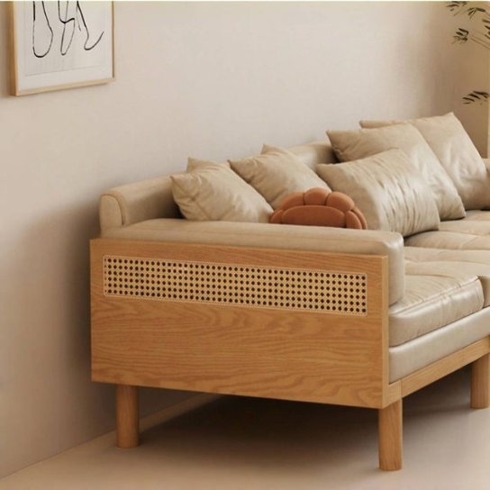 Rustic Mango Solid Wooden Sofa Cum Bed In Natural With Cane Finish thumbnail 9