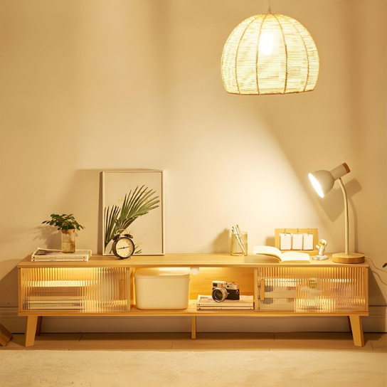 Rustic Mango Solid Wooden Open TV Cabinet In Natural Finish thumbnail 2