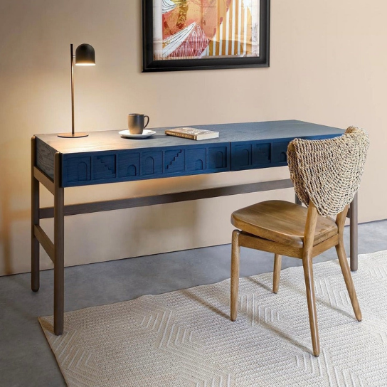 Rustic Mango Exotic Solid Wooden Study Table In Honey With Dark Honey Finish thumbnail 4