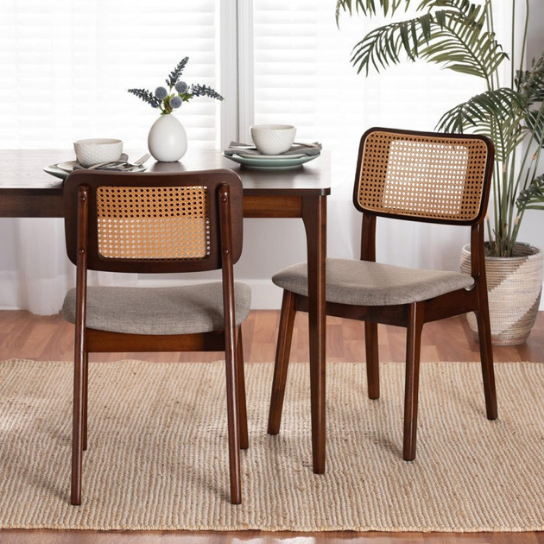 Rustic Mango Set of Two Solid Wooden Chair with Cane In Honey Finish thumbnail 2