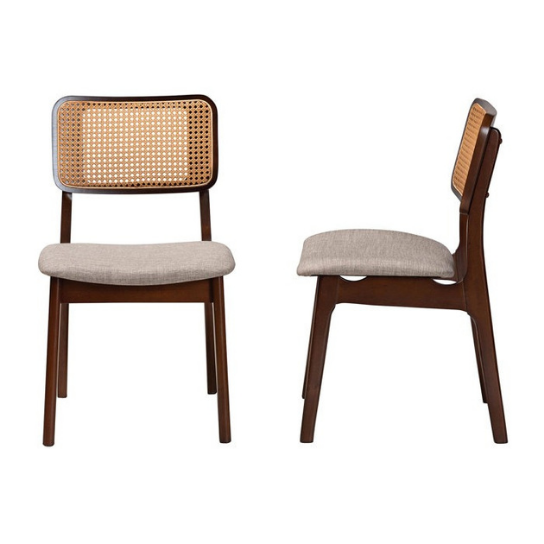 Rustic Mango Set of Two Solid Wooden Chair with Cane In Honey Finish thumbnail 5