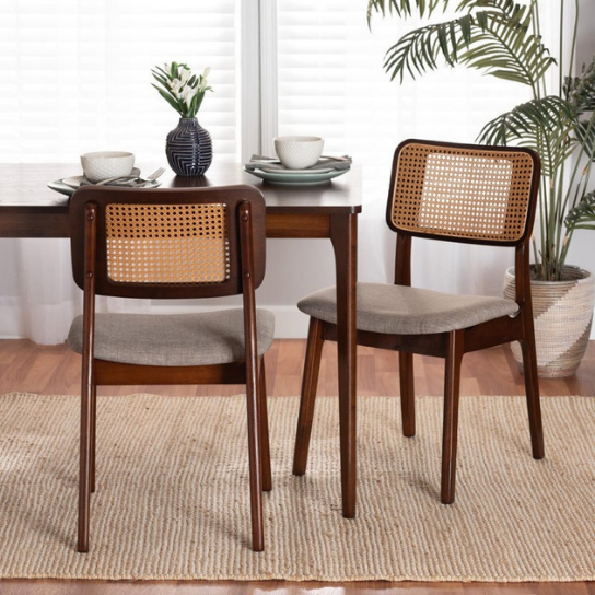 Rustic Mango Set of Two Solid Wooden Chair with Cane In Honey Finish thumbnail 7