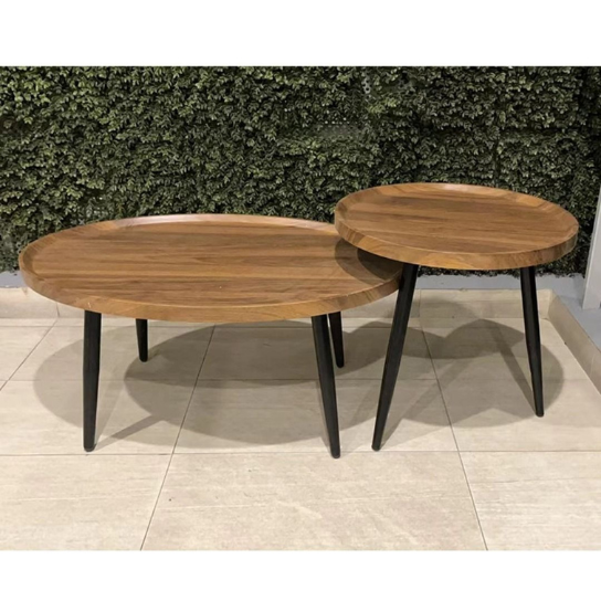Rustic Mango Solid Wooden Top Coffee Table with Iron Legs In  Honey +  Black Finish thumbnail 2