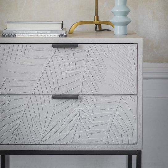 Rustic Mango Solid Wooden White + Black Finish Bedside thumbnail 3