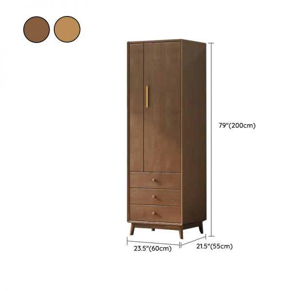 Rustic Mango Single Door With 3 Drawrs Wooden Wardrobe In Honey Finish ( Mango Wood ) thumbnail 4