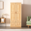 1-160 Rustic Mango Modern Natural Color Children's Wardrobe Solid Wood with Partitions and Drawers