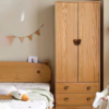 1-5-4 Rustic Mango Modern Wood Colored Children's Wardrobe with Drawers and Doors