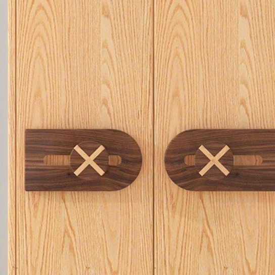 2-2-2 Rustic Mango Modern Solid Wood Children's Wardrobes Natural with Drawers and Doors